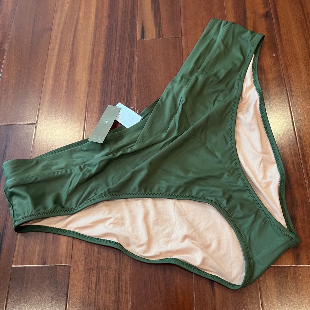 J.Crew Green Bikini Bottom Swim Olive Safari Solid BF171 New Plus Size 3X